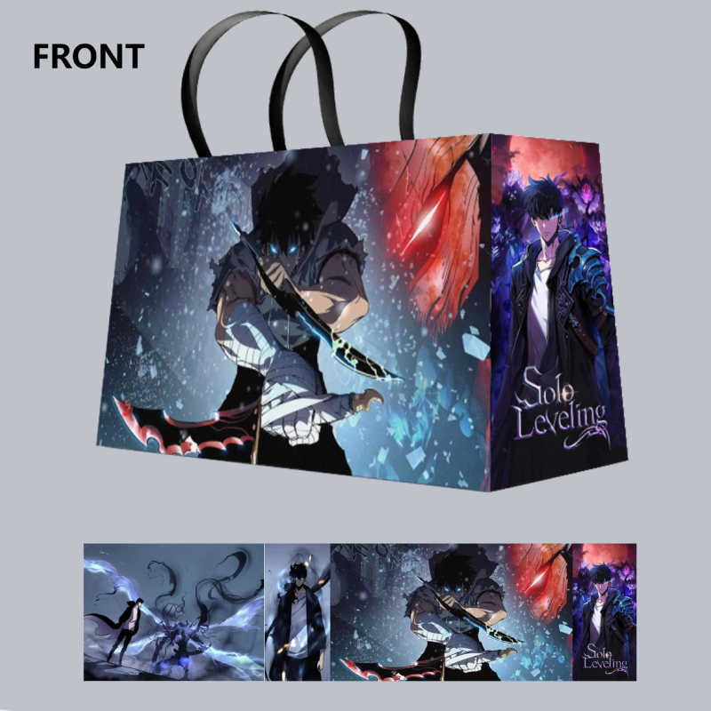 Geantă de carton alb, în stil desen animat, cu laminare offset, ideală ca geantă cadou; sprijină mărci private licențiate