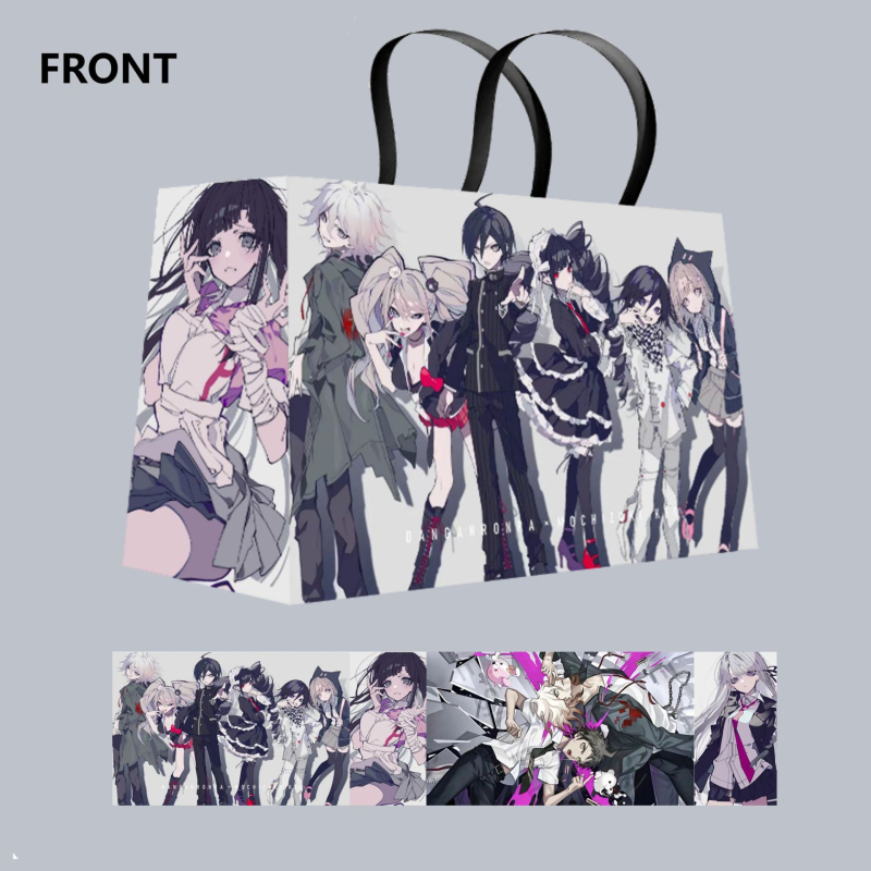 Geantă de carton alb, în stil desen animat, cu laminare offset, ideală ca geantă cadou; sprijină mărci private licențiate