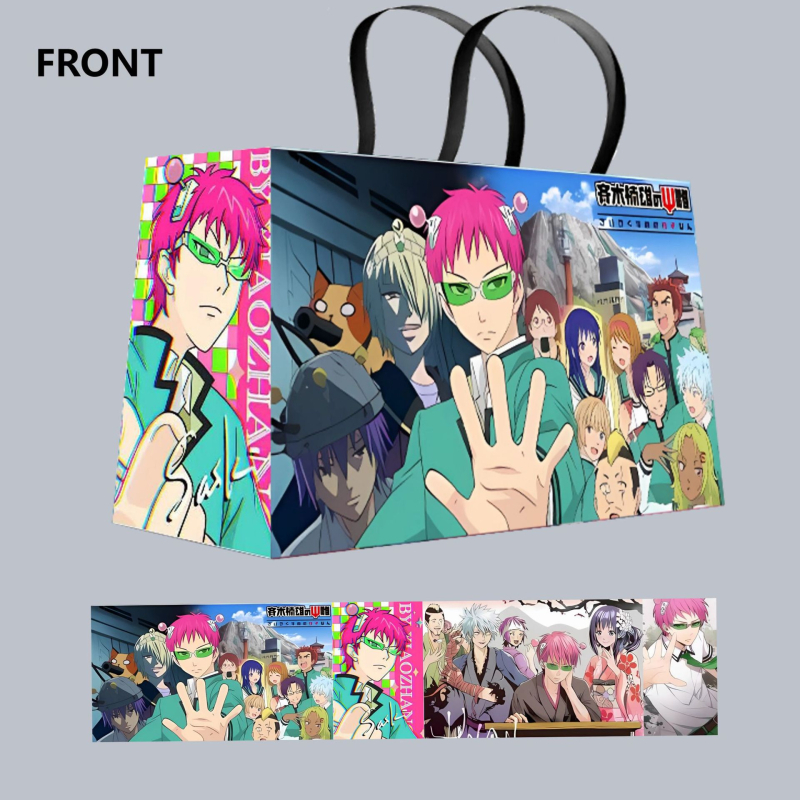 Geantă de carton alb, în stil desen animat, cu laminare offset, ideală ca geantă cadou; sprijină mărci private licențiate