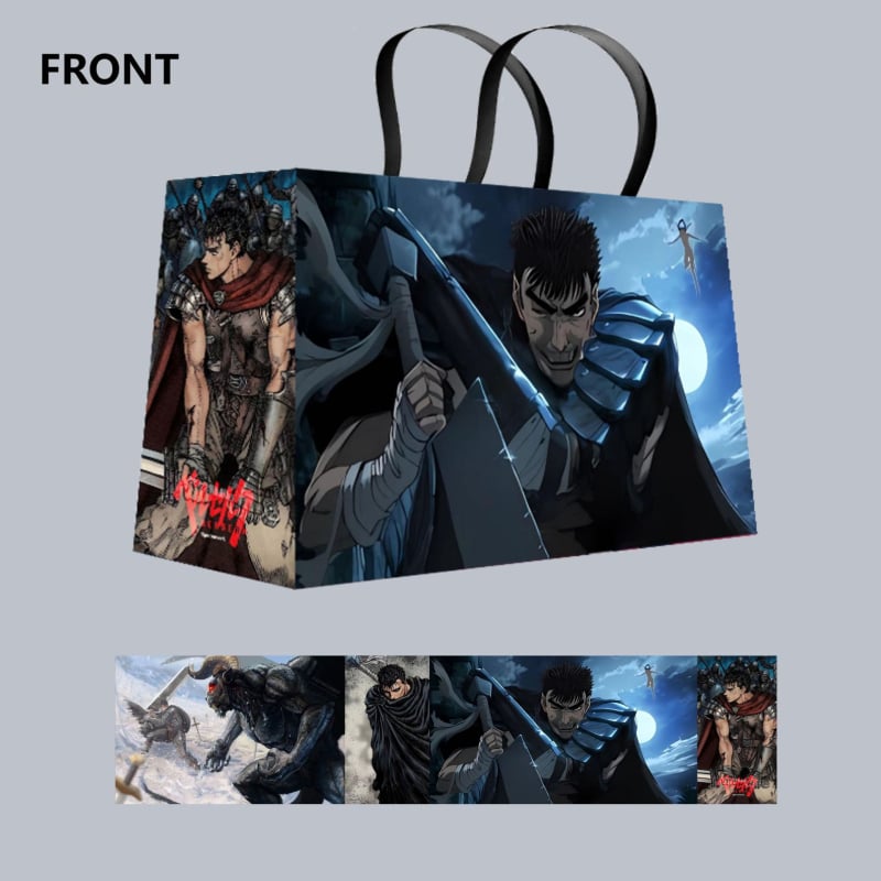 Geantă de carton alb, în stil desen animat, cu laminare offset, ideală ca geantă cadou; sprijină mărci private licențiate