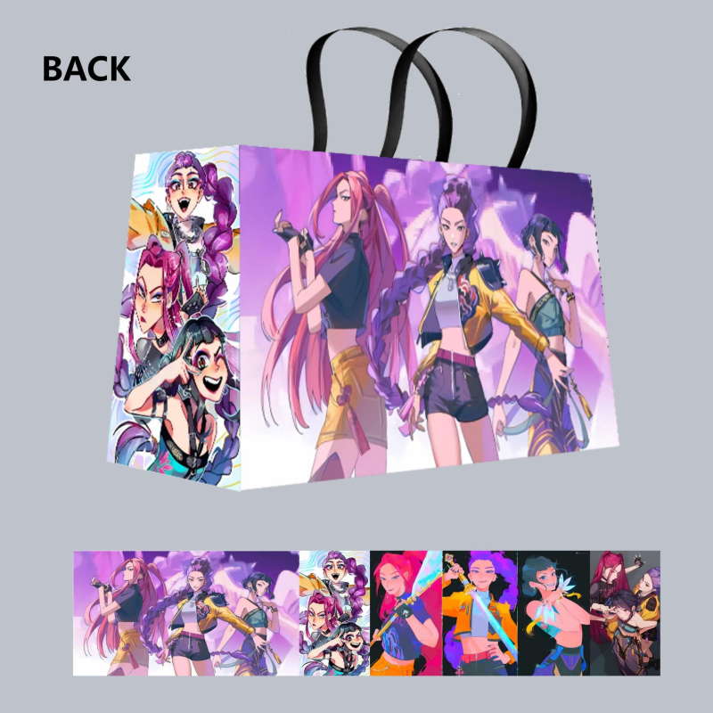 Geantă de carton alb, în stil desen animat, cu laminare offset, ideală ca geantă cadou; sprijină mărci private licențiate