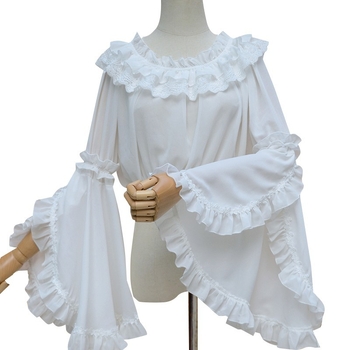 Lolita šifon bluza s plisiranim detaljima, jednofarbna, ovratnik s jednom linijom, raglan rukavi, 3/4 rukavi