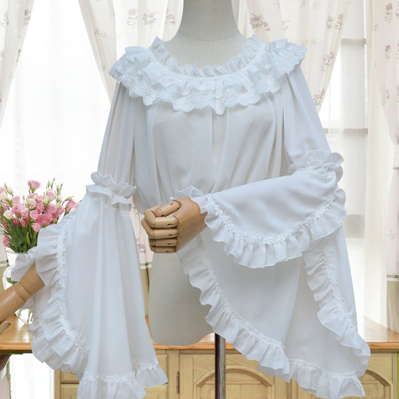 Lolita šifon bluza s plisiranim detaljima, jednofarbna, ovratnik s jednom linijom, raglan rukavi, 3/4 rukavi