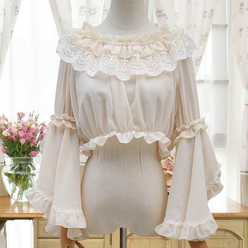 Lolita šifon bluza s plisiranim detaljima, jednofarbna, ovratnik s jednom linijom, raglan rukavi, 3/4 rukavi