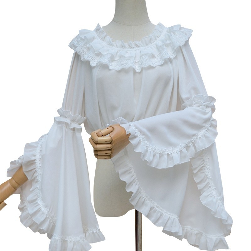 Lolita šifon bluza s plisiranim detaljima, jednofarbna, ovratnik s jednom linijom, raglan rukavi, 3/4 rukavi