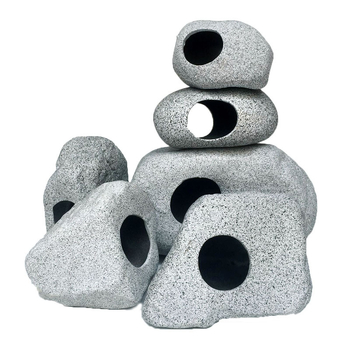 Akváriumhoz készült agyagból készült táj dekoráció – természetes ihletésű, díszhalak számára, 60 darabos készlet