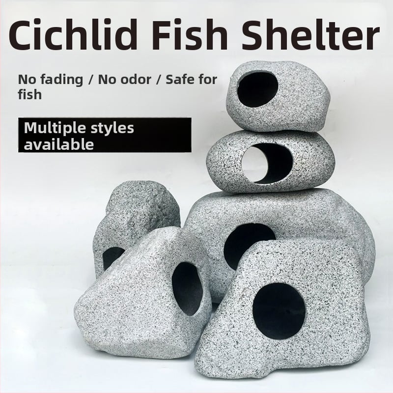 Akváriumhoz készült agyagból készült táj dekoráció – természetes ihletésű, díszhalak számára, 60 darabos készlet