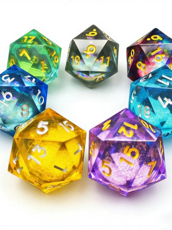 Kocka od smole s tekućim jezgrom i tekućim pijeskom – D20 za stolne RPG igre D&D