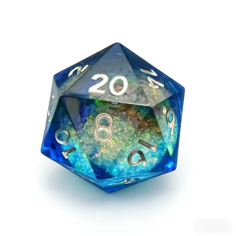 Kocka od smole s tekućim jezgrom i tekućim pijeskom – D20 za stolne RPG igre D&D
