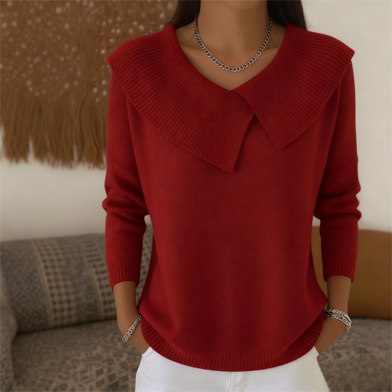Ženski pleteni džemper, korejski stil retro, labav kroj, kapuljača, dugi rukavi, ovratnik tipa lapel, poliester Deer plush materijal (>95% poliester), duljina 50–65 cm, jesensko izdanje 2025