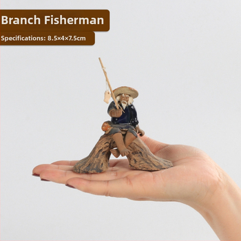 Jiang Taigong akvaris dekorfigura, műanyag, vízi táj stílus, dísz dekor, 10 darab mono dekor elem csomag