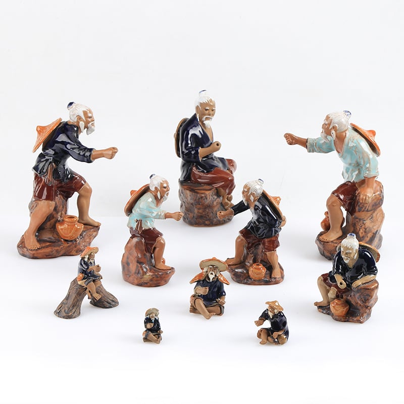 Jiang Taigong akvaris dekorfigura, műanyag, vízi táj stílus, dísz dekor, 10 darab mono dekor elem csomag