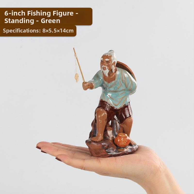 Jiang Taigong akvaris dekorfigura, műanyag, vízi táj stílus, dísz dekor, 10 darab mono dekor elem csomag