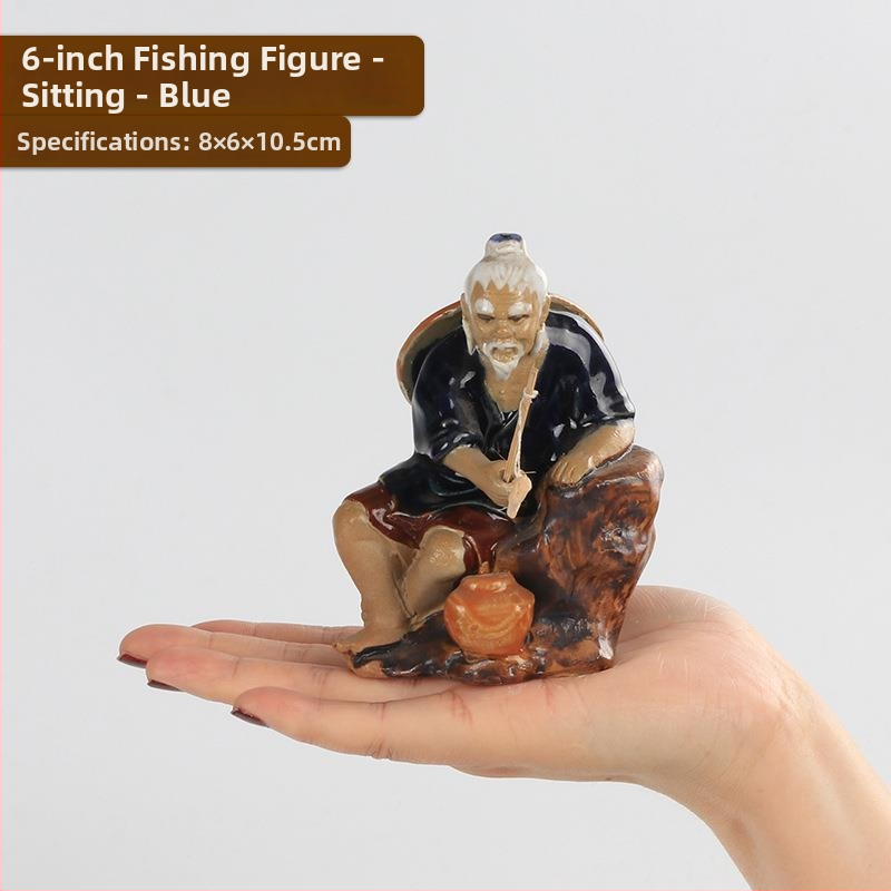 Jiang Taigong akvaris dekorfigura, műanyag, vízi táj stílus, dísz dekor, 10 darab mono dekor elem csomag