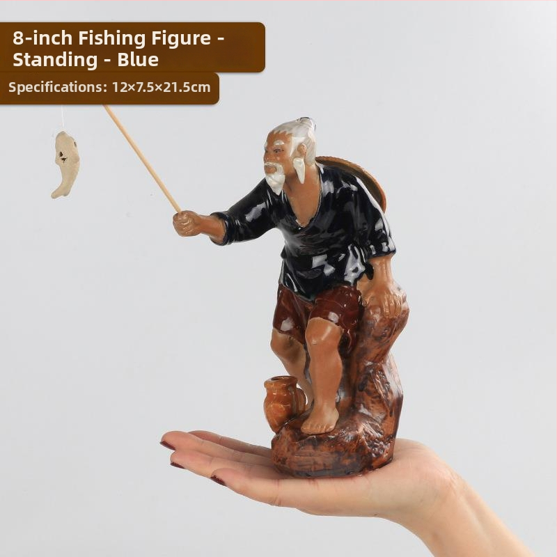 Jiang Taigong akvaris dekorfigura, műanyag, vízi táj stílus, dísz dekor, 10 darab mono dekor elem csomag