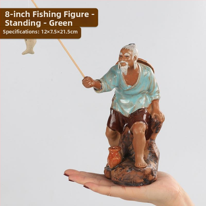 Jiang Taigong akvaris dekorfigura, műanyag, vízi táj stílus, dísz dekor, 10 darab mono dekor elem csomag