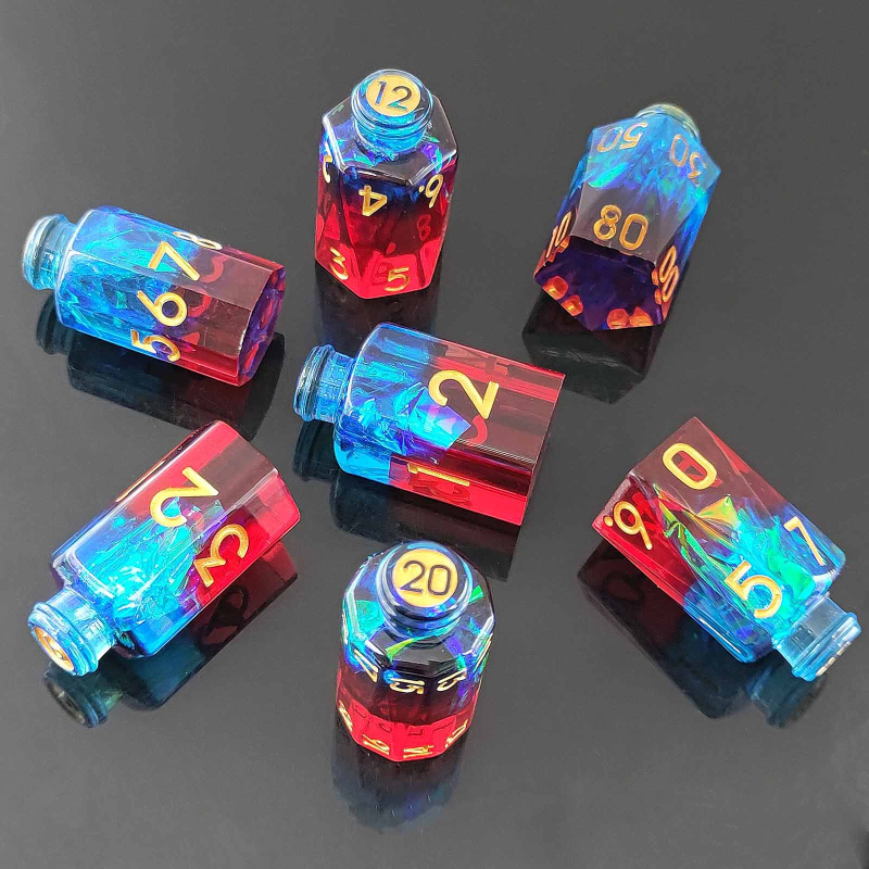 Set kockica od smole u bočici eliksira – 20-strani D20 za D&D i RPG