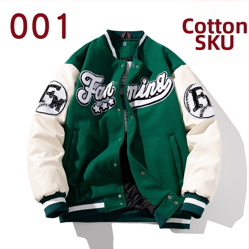 Baseball kabát hímzéssel, laza szabás, álló gallér, egyrészes gombolás, vastag poliészter anyag