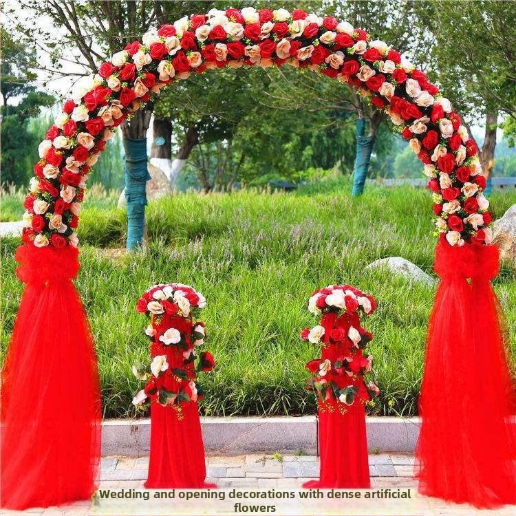 Železný svadobný oblúk s kvetinovým stojanom – kompletná sada svadobnej výzdoby