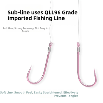 Thousand Carp Lai kukice s vukodlakim zubom — set s predvezu tankom linijom, dvostruki kukici (6–11#) za ribolov uz rijeke, jezera i rezervoare