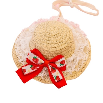 Καπέλο από άχυρο για κατοικίδια (γάτες και σκύλους) – ύφανση μπαμπού, casual στυλ, γενική χρήση, όλων των εποχών