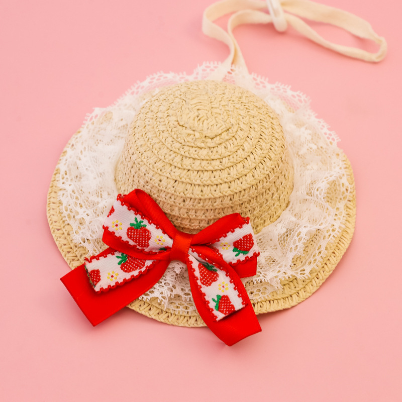 Καπέλο από άχυρο για κατοικίδια (γάτες και σκύλους) – ύφανση μπαμπού, casual στυλ, γενική χρήση, όλων των εποχών