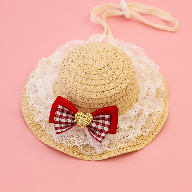 Καπέλο από άχυρο για κατοικίδια (γάτες και σκύλους) – ύφανση μπαμπού, casual στυλ, γενική χρήση, όλων των εποχών