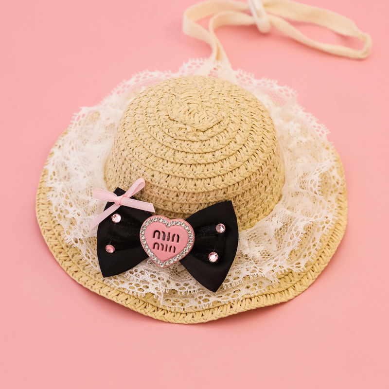 Καπέλο από άχυρο για κατοικίδια (γάτες και σκύλους) – ύφανση μπαμπού, casual στυλ, γενική χρήση, όλων των εποχών