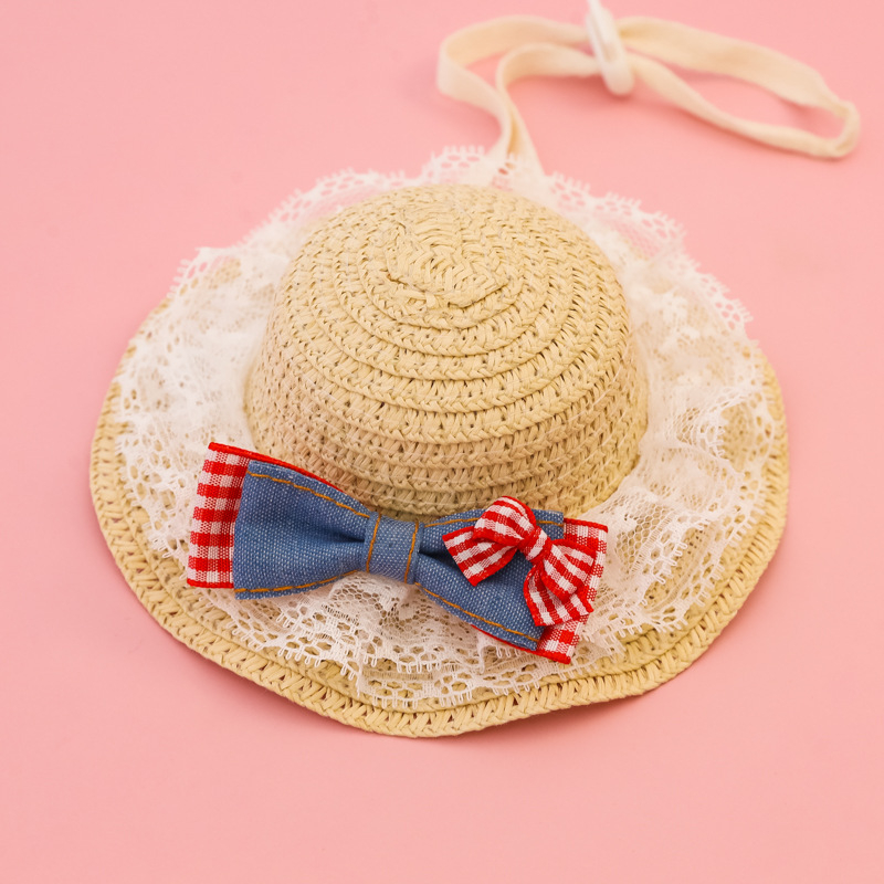 Καπέλο από άχυρο για κατοικίδια (γάτες και σκύλους) – ύφανση μπαμπού, casual στυλ, γενική χρήση, όλων των εποχών