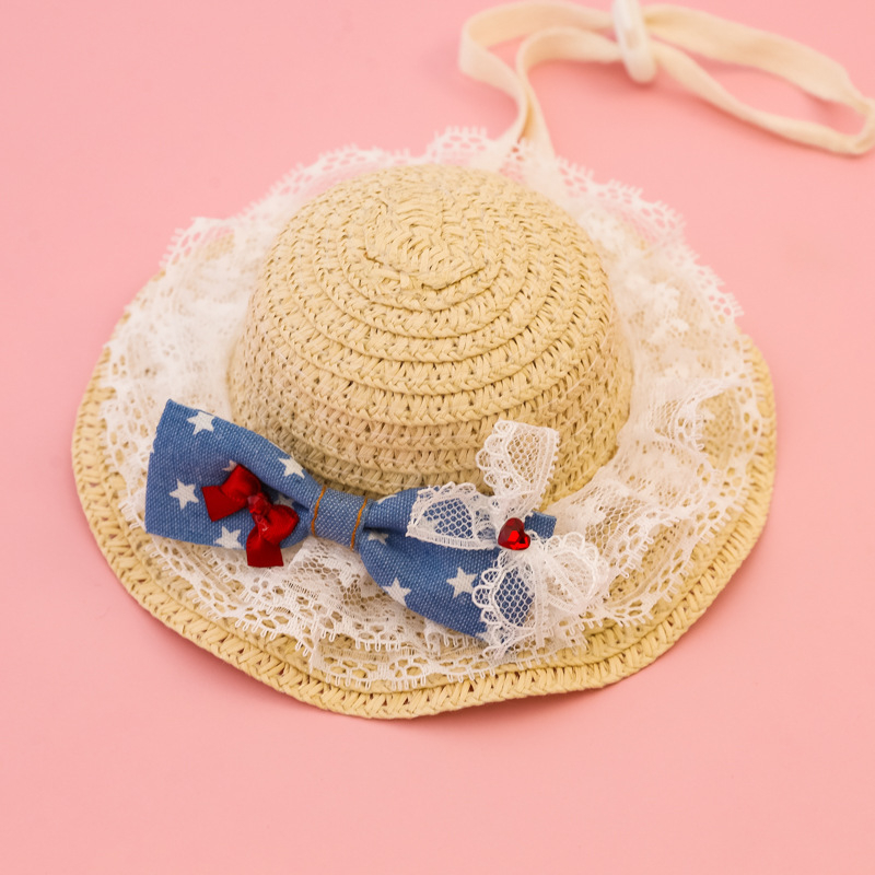 Καπέλο από άχυρο για κατοικίδια (γάτες και σκύλους) – ύφανση μπαμπού, casual στυλ, γενική χρήση, όλων των εποχών