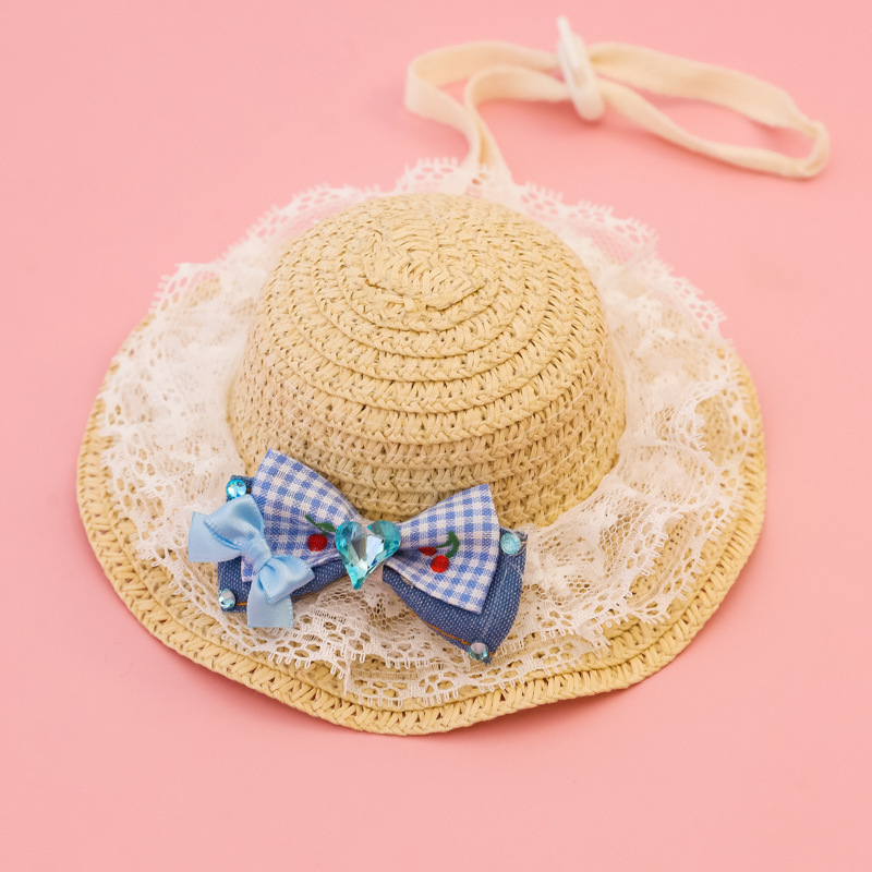 Καπέλο από άχυρο για κατοικίδια (γάτες και σκύλους) – ύφανση μπαμπού, casual στυλ, γενική χρήση, όλων των εποχών