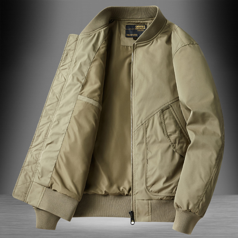 Muška casual bomber jakna za proljeće i jesen, plus size, širokog kroja, zatvarač sprijed, stojeći ovratnik