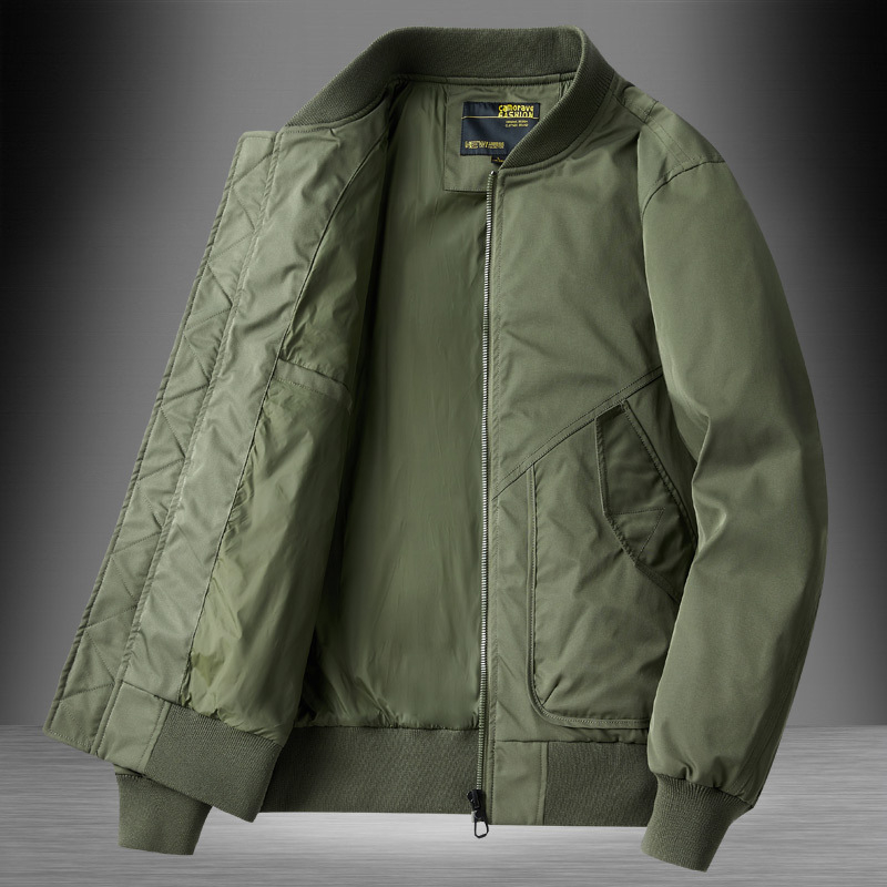 Muška casual bomber jakna za proljeće i jesen, plus size, širokog kroja, zatvarač sprijed, stojeći ovratnik