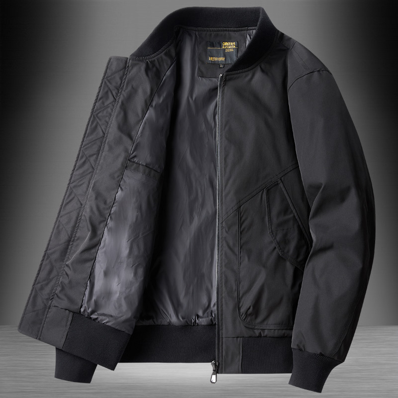 Muška casual bomber jakna za proljeće i jesen, plus size, širokog kroja, zatvarač sprijed, stojeći ovratnik