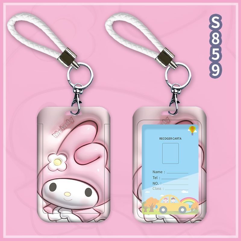 Fangpu ABS картодържател със сгъваем шнур, Санрио дизайн, за автобус и метро, пропуск за достъп, студентска карта и карта за хранене