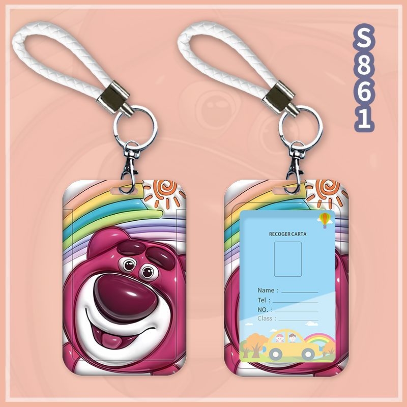 Fangpu ABS картодържател със сгъваем шнур, Санрио дизайн, за автобус и метро, пропуск за достъп, студентска карта и карта за хранене