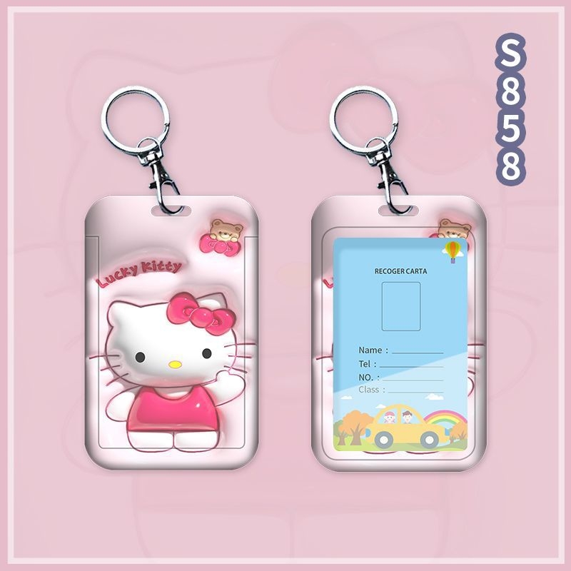 Fangpu ABS картодържател със сгъваем шнур, Санрио дизайн, за автобус и метро, пропуск за достъп, студентска карта и карта за хранене