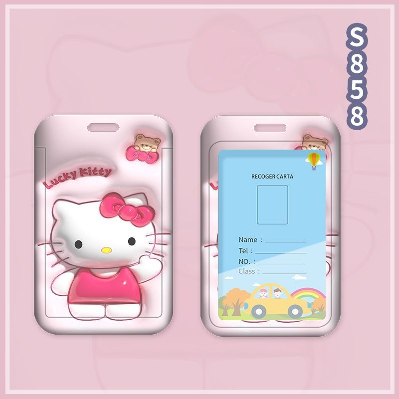 Fangpu ABS картодържател със сгъваем шнур, Санрио дизайн, за автобус и метро, пропуск за достъп, студентска карта и карта за хранене