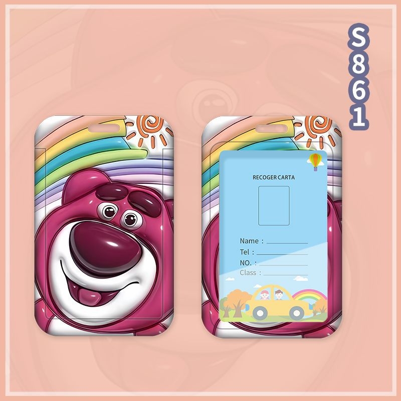 Fangpu ABS картодържател със сгъваем шнур, Санрио дизайн, за автобус и метро, пропуск за достъп, студентска карта и карта за хранене