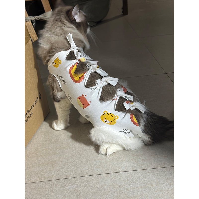 Μετεγχειρητικό ρούχο γάτας μετά από στείρωση — αναπνεύσιμο 100% βαμβάκι, στυλ Πριγκίπισσα, μάρκα Yuyou