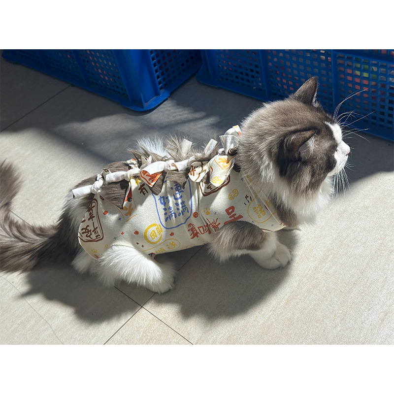 Μετεγχειρητικό ρούχο γάτας μετά από στείρωση — αναπνεύσιμο 100% βαμβάκι, στυλ Πριγκίπισσα, μάρκα Yuyou