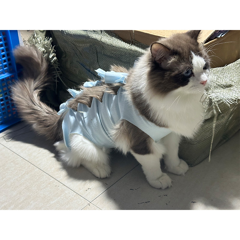 Μετεγχειρητικό ρούχο γάτας μετά από στείρωση — αναπνεύσιμο 100% βαμβάκι, στυλ Πριγκίπισσα, μάρκα Yuyou