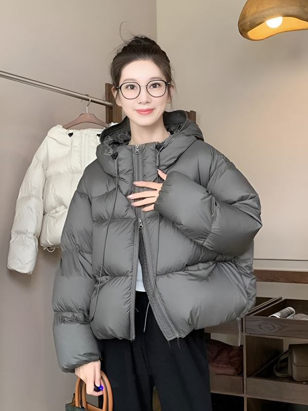 Ženska Chenille kratka jakna s punjenjem od svile i pamuka, polo ovratnik, srednje debljine