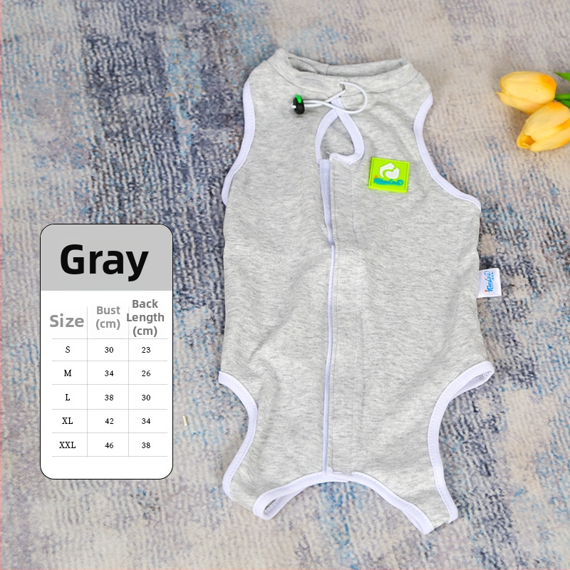 Ρούχο γάτας μετά τη στείρωση – αναπνεύσιμο βαμβακερό ρούχο για κατοικίδια με τρία σημεία στερέωσης: ελαστικό πουλόβερ, ιμάντας στην πλάτη, Velcro στην ουρά; προστατεύει από λοίμωξη, γλείψιμο και ροή γάλακτος; εφαρμοστό, αντι-τρίχες