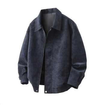 PU leather jacket za muškarce, slobodan kroj, rever ovratnik, zatvarač, bočni džepovi