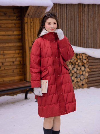 Winter Yuyi palton lung pentru femei, guler înalt, umplutură din puf de rață 201–300 g, 85–90% puf, țesătură principală poliester 95%+, stil elegant urban