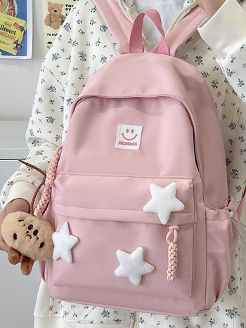 Najlon ruksak za kampus, unisex, minimalistički dizajn, geometrijski uzorak, pogodan za 15-inčni laptop, kapacitet do 20 l, proljeće 2024