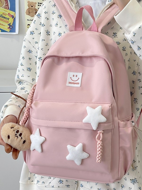 Najlon ruksak za kampus, unisex, minimalistički dizajn, geometrijski uzorak, pogodan za 15-inčni laptop, kapacitet do 20 l, proljeće 2024