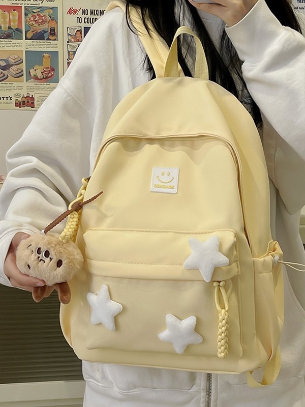Najlon ruksak za kampus, unisex, minimalistički dizajn, geometrijski uzorak, pogodan za 15-inčni laptop, kapacitet do 20 l, proljeće 2024