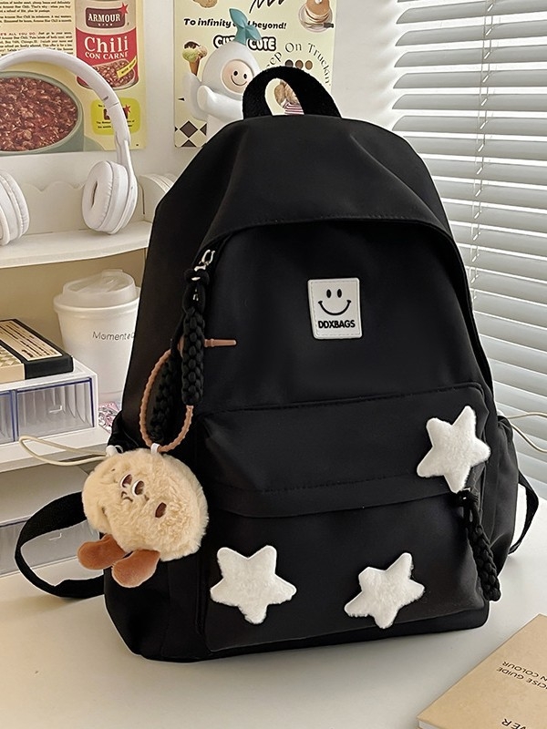 Najlon ruksak za kampus, unisex, minimalistički dizajn, geometrijski uzorak, pogodan za 15-inčni laptop, kapacitet do 20 l, proljeće 2024